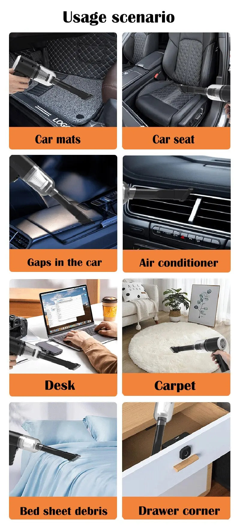 Rechargeable Car Vacuum Cleaner (9000Pa)
