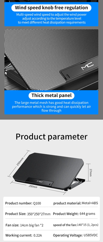 Q100 17-inch Gaming Laptop Cooling Pad (2600RPM)