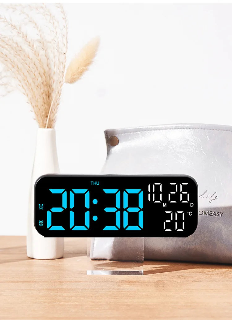 Digital LED Alarm Clock with Temperature Display